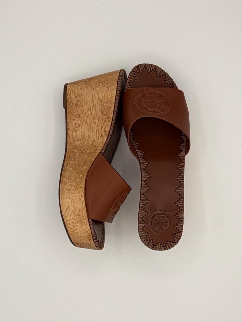 *Tory Burch* Patty Logo Platform Wedge Sandals Size 8 - Picture 3 of 7